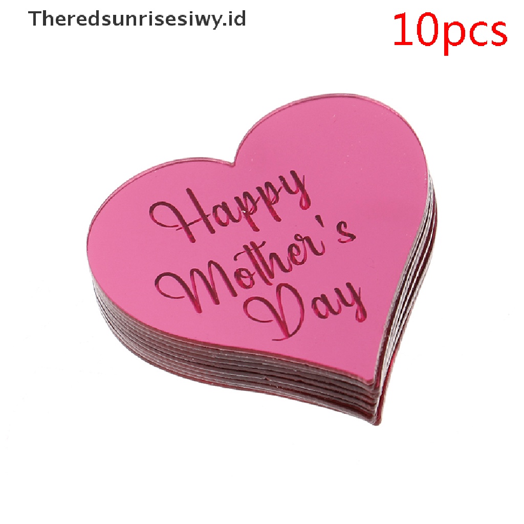 # Kado Mom &amp; PAPA DIY # 10pcs Topper Cupcake Happy Mother's Day Bahan Akrilik Emas Topper Kue Untuk Ulang Tahun~