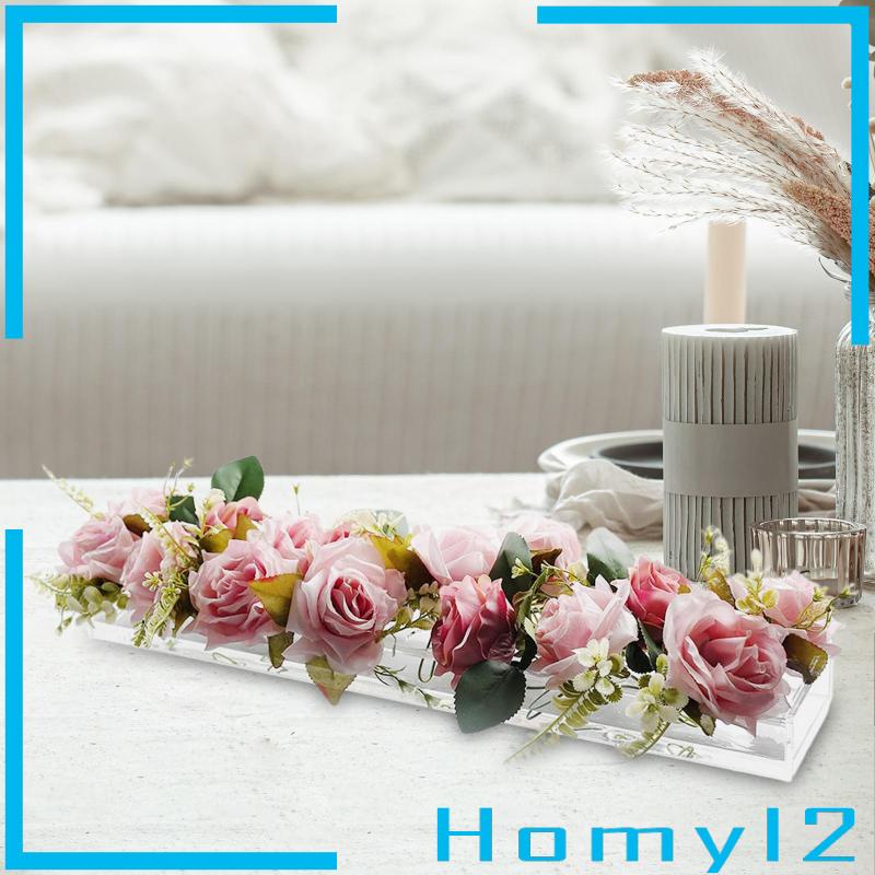 [HOMYL2] Vas Bunga Persegi Panjang Vas Panjang Bahan Akrilik Untuk Pusat Meja Desktop Rumah