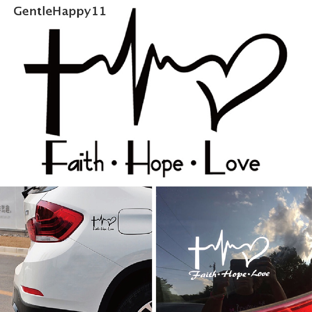 Gentlehappy Faith Hope Love Vinyl Stiker Mobil Kartun Yesus Kristen Religiou Simbol Alkitab id