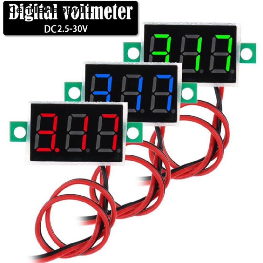 Gentlehappy 2-kabel Mini DC 2.5-30V Voltmeter LED Panel 3-Digital Display Pengukur Tegangan id