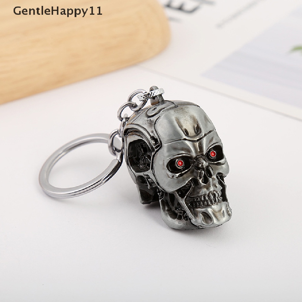 Gentlehappy Vintage Charm Terminator Skull Head Keychain Fashion Liontin keyring Kunci Mobil id