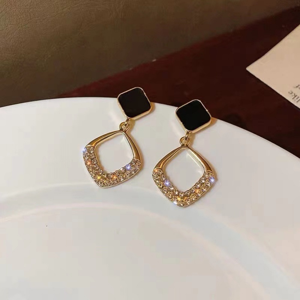 Deartiara Anting Berlian Mewah Ringan Dengan Berlian, Gaya Feminim, Anting Geometris Sederhana, Earstuds Persegi Retro