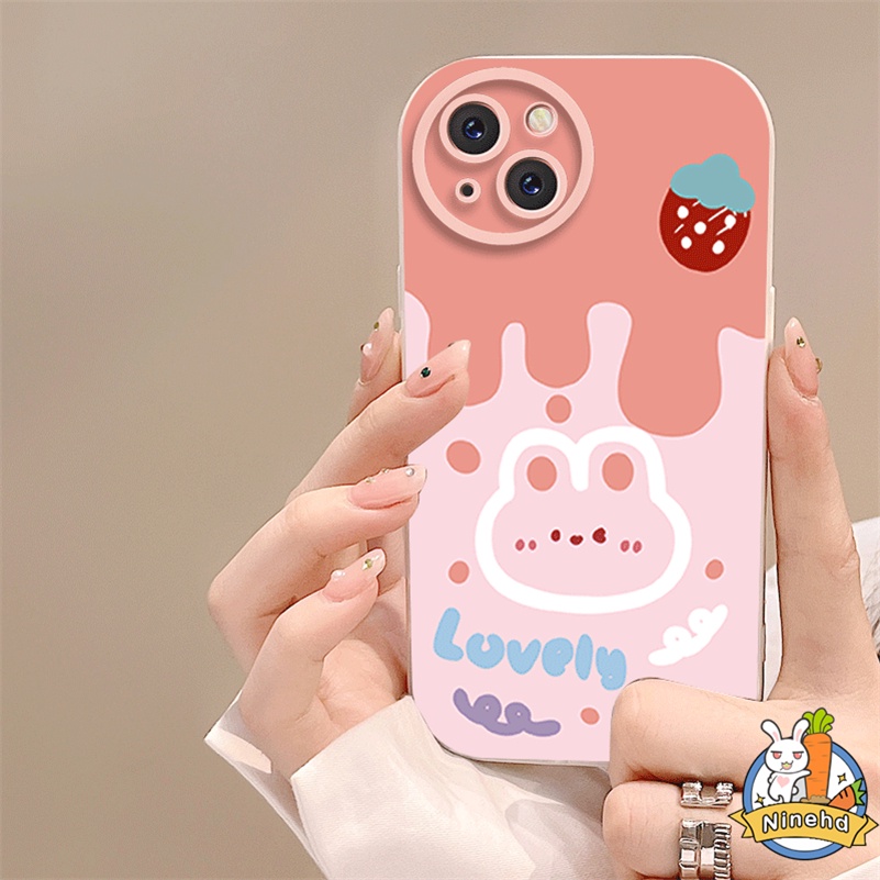 IPHONE Casing Kompatibel Untuk Iphone14 13 12 11 Pro Max X Xr Xs Max8 7 6 6s Plus SE 2020 Baru Kartun Cream Kelinci Lensa Full Cover Pelindung Ponsel Case Bantal Udara Anti Jatuh Soft Case