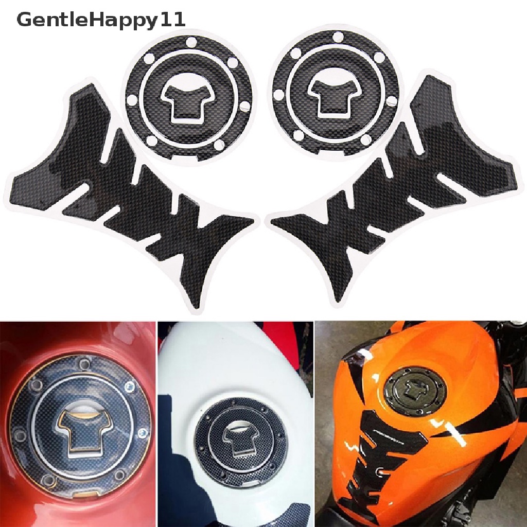 Gentlehappy 2x Motor Universal 3D Serat Karbon Gel Bahan Bakar Gas Pad Pelindung Stiker id
