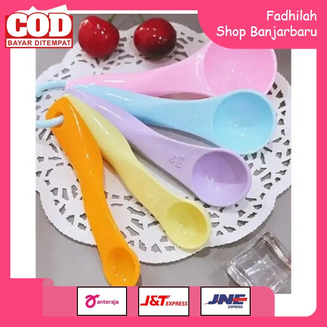 SENDOK TAKAR SET 5 IN 1 PASTEL UKURAN KUE AIR BUMBU DAPUR SENDOK SET TERMURAH | FADHILAH SHOP BJB