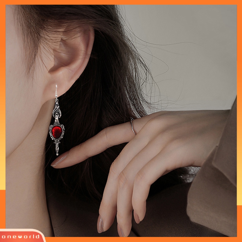 [EONE] 1pasang Drop Anting Gothic Kepribadian Cermin Ajaib Gaya Punk Vintage Bat Ear Hook Drop Earrings Aksesoris Fashion