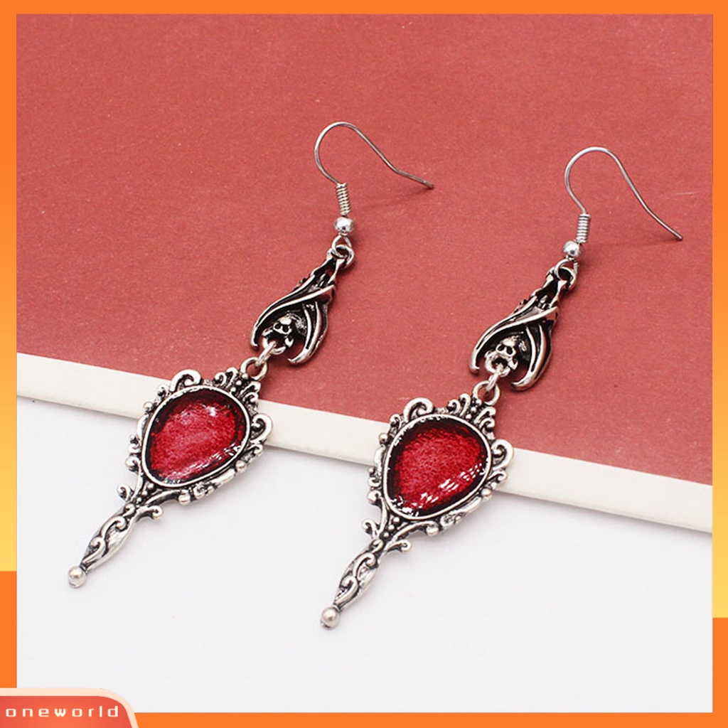 [EONE] 1pasang Drop Anting Gothic Kepribadian Cermin Ajaib Gaya Punk Vintage Bat Ear Hook Drop Earrings Aksesoris Fashion