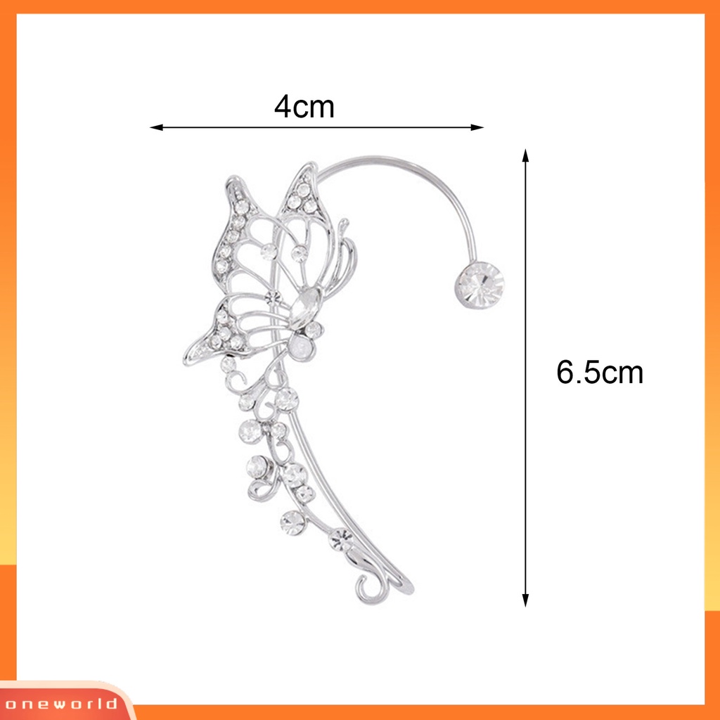 [EONE] Manset Telinga Gaya Korea Berongga Keluar Berkilau Tanpa Tindik Temperamen Kupu-Kupu Elf Hias Berlian Imitasi Telinga Tulang Klip Perhiasan Aksesori