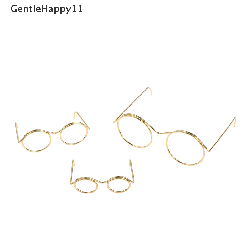 Gentlehappy 5/10Pcs Fashion Bingkai Bulat Tanpa Lensa Retro Kacamata Boneka Keren Untuk9 /25/30cm Doll id