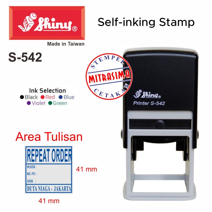 

Stempel Shiny S-542 ( Shiny bentuk bujursangkar S542 Tipe S 542 )