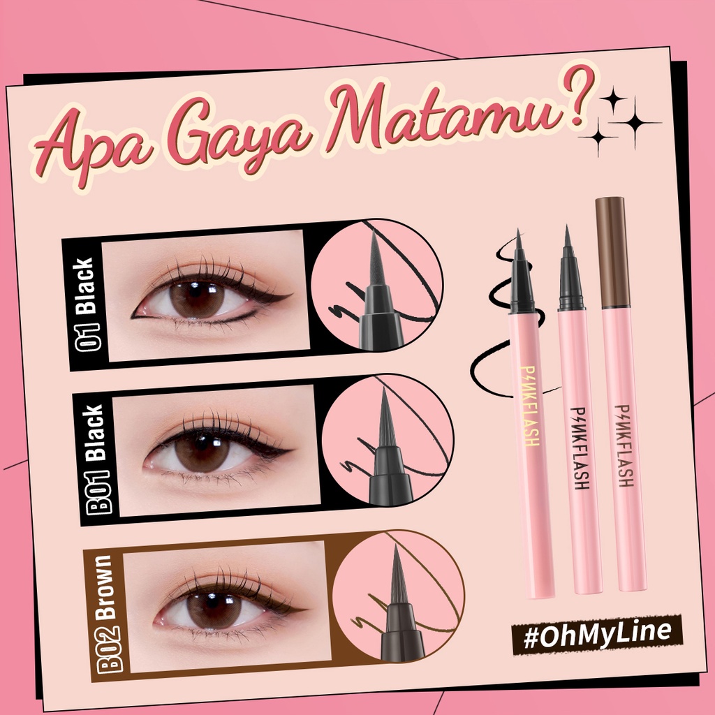 PINKFLASH #OhMyLine Waterproof Liquid Eyeliner Pen  Anti Air Tahan Lama -Hitam