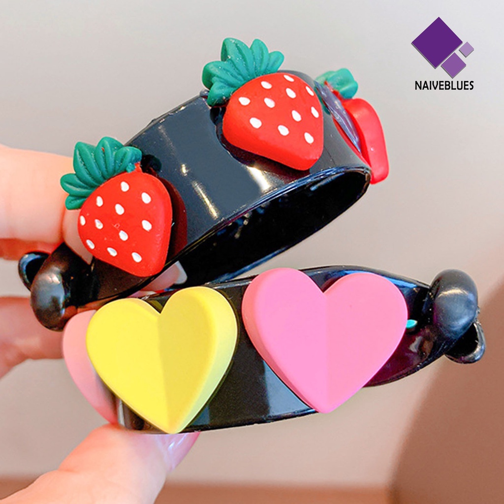 &lt; Naiveblues &gt; Ponytail Jepit Rambut Kartun Manis Lucu Kuat Non-slip Aksesoris Rambut Strawberry Cinta Hati Ikatan Simpul