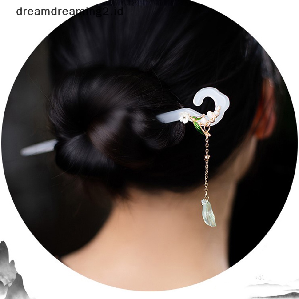 (dream) Tassel Rambut Stik Cina Hanfu Aksesoris Rambut Vintage Damai Gesper Jepit Rambut Garpu Gadis Dialy Headpiece Peri Rambut Perhiasan//