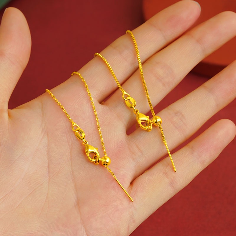 Goldkingdom Perhiasan Fashion 24 K Bangkok Aksesoris Ready Stock Posisi Emas Rantai Manik-Manik Kepribadian Adjustable Panjang Dan Pendek Rantai Tulang Selangka Rantai Universal