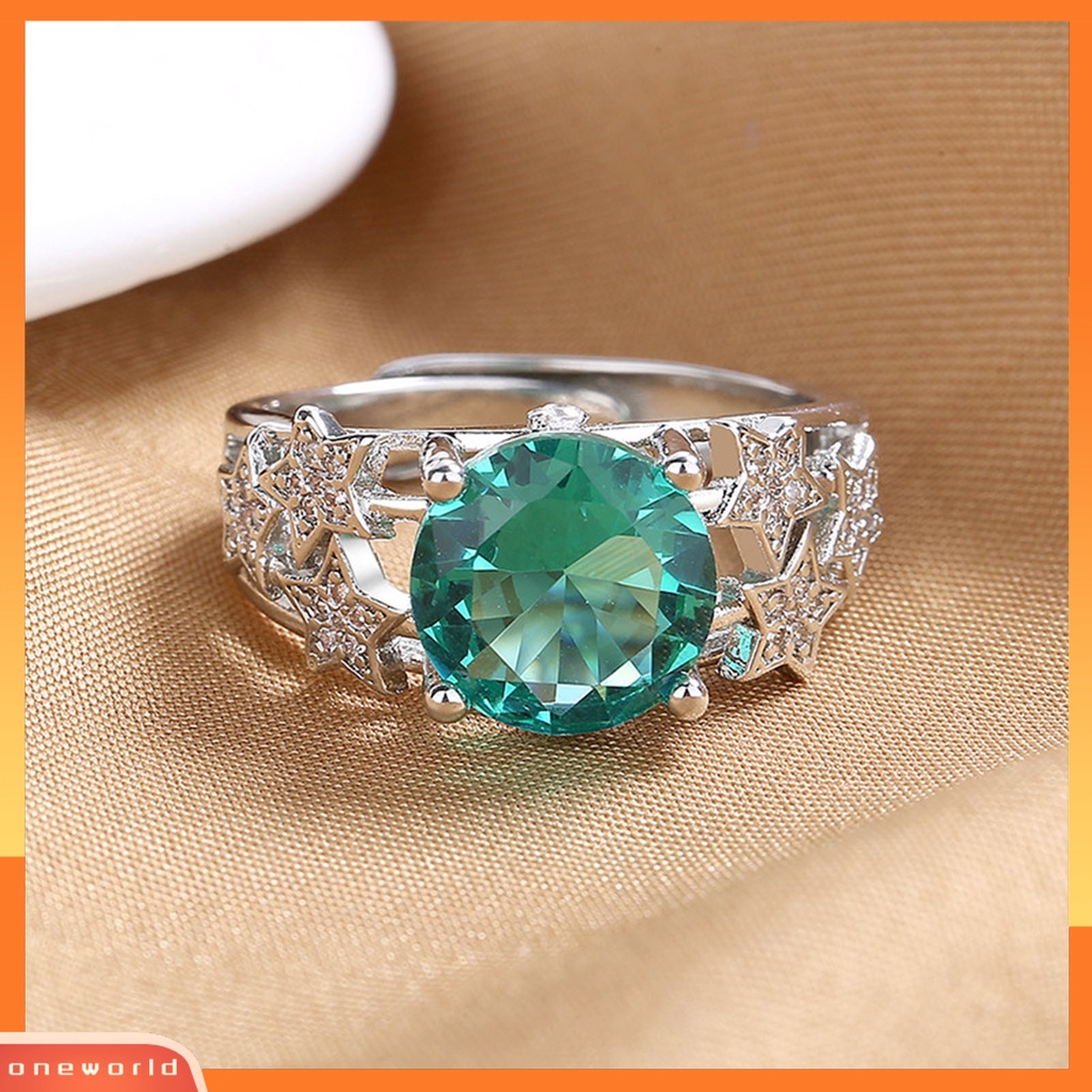 [EONE] Wanita Cincin Pembukaan Dapat Disesuaikan Berongga Lima Titik Bintang Retro Hadiah Berlian Imitasi Tertanam Wanita Jari Cincin Perhiasan Fashion