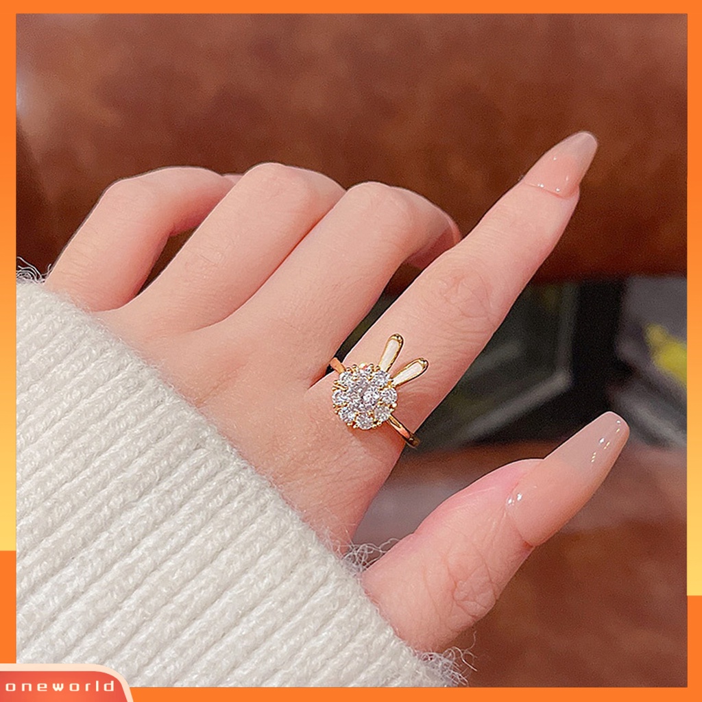 [EONE] Knuckle Ring Electroplating Cubic Zirconia Geometris Adjustable High Gloss Dress Up Hypoallergenic Halus Kelinci Pesona Terbuka Cincin Wanita Perhiasan
