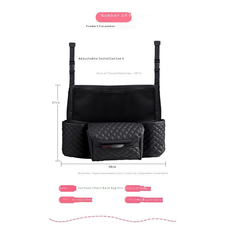 Sandaran Kursi Mobil Organizer Tas Penyimpanan Multifungsi Dengan Kantong Jaring Kursi Tengah Dan Kantong Penyimpanan