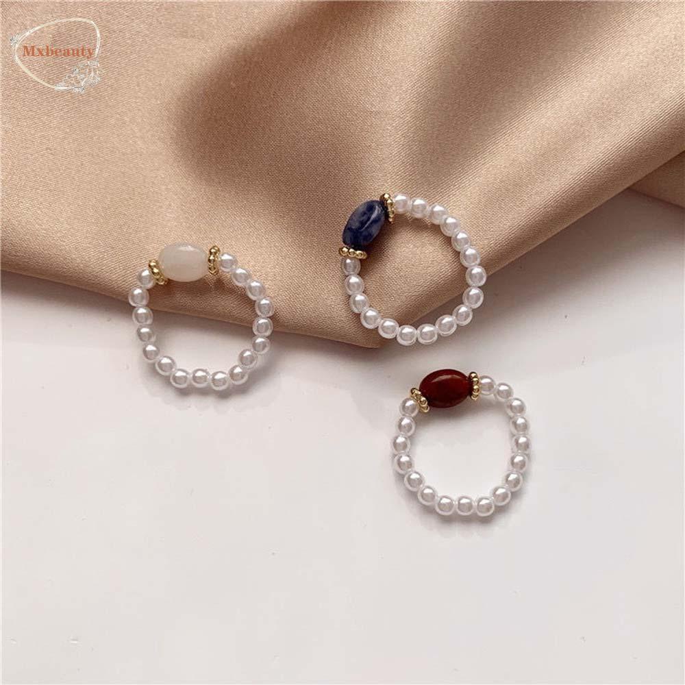 Mxbeauty Cincin Mutiara Temperamen Sederhana Wanita Korea Retro Fashion Perhiasan