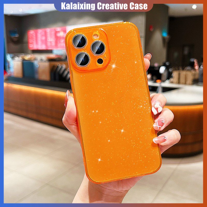 Soft Case Mengkilap Untuk iPhone 12Mini Xs Max XR 67 8 Plus Dengan Perlindungan Lensa Warna Neon Penutup Belakang