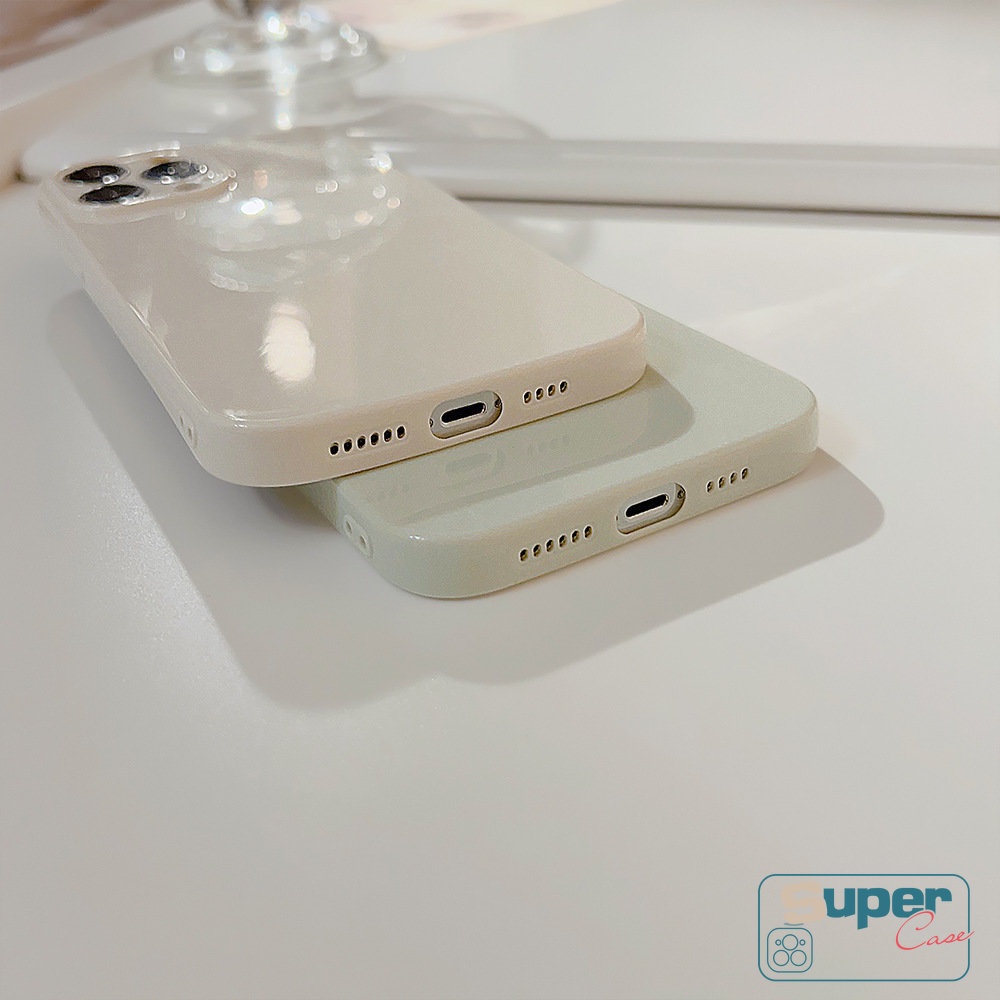 Luxury Candy Color Macaron Solid Glossy Case Kompatibel Untuk iPhone 7Plus 8Plus 11 13 XR 12 11 14 Pro Max X XS Max Pelindung Lensa Kamera Shockproof Soft TPU Cover