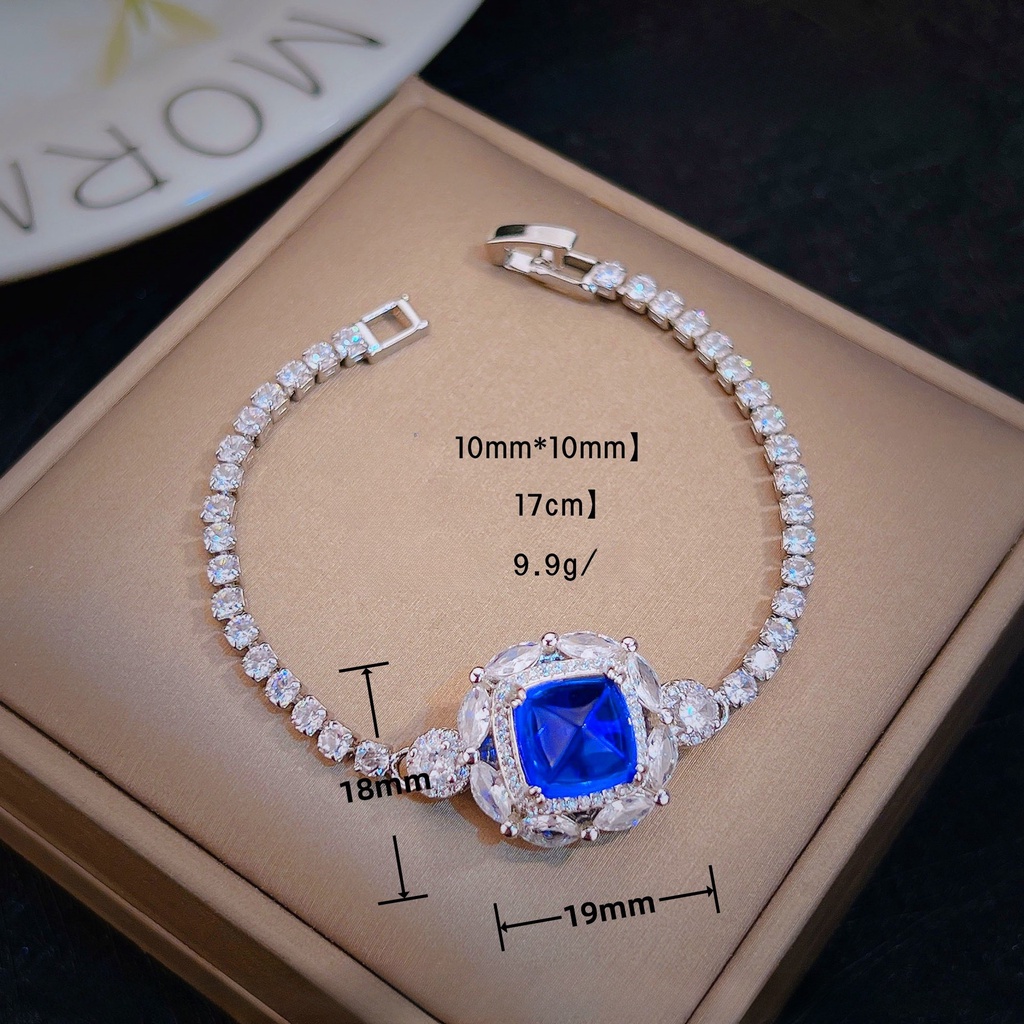 Goldkingdom Aksesoris Perhiasan Fashion Ready Stock Ruby Sugar Tower Light Mewah Colorful Treasure Gelang Royal Blue Diamond Emerald Girl