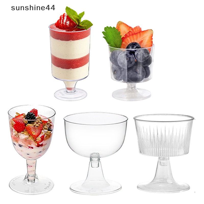 Sunshine 10pcs Disposable Mousse Cake Jelly Party Dessert Cup Gelas Dessert Anggur Bening ID