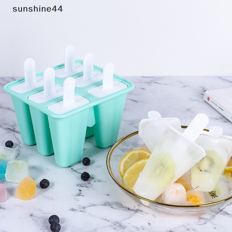 Sunshine Cetakan Silikon Es Krim 6lubang Untuk Es Loli Cetakan Es Batu DIY Permen Alat Baking ID