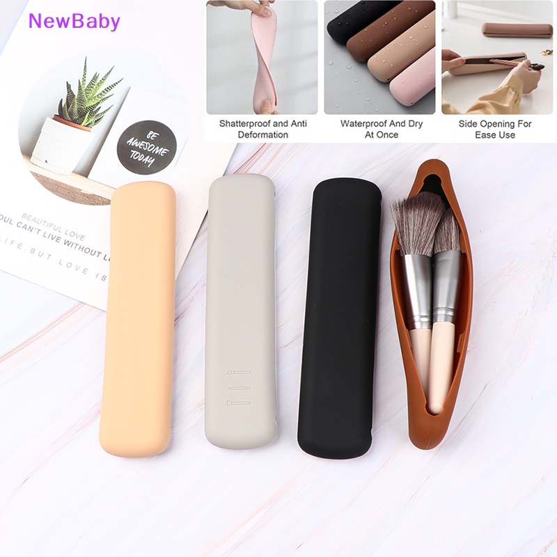 Newbaby Kuas Make Up Travel Tas Silikon Tempat Brushes Wajah Kosmetik Holder Organizer ID