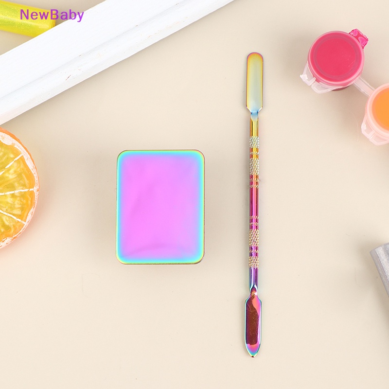 Newbaby Wanita Stainless Steel Nail Art Makeup Palette Spatula Nada Batang Alat Kecantikan ID