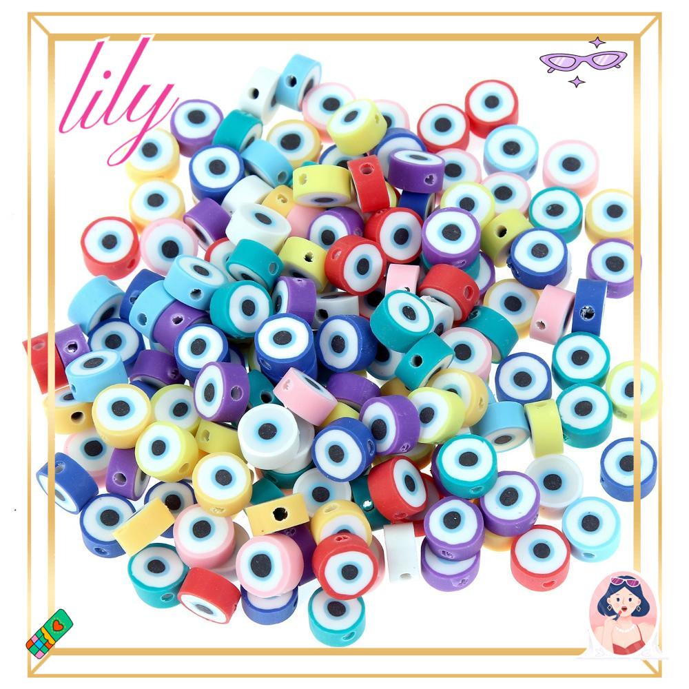 Lily 100Pcs/Bag Manik-Manik Polymer Clay DIY Membuat Perhiasan Warna Warni Alfabet Hati Mata