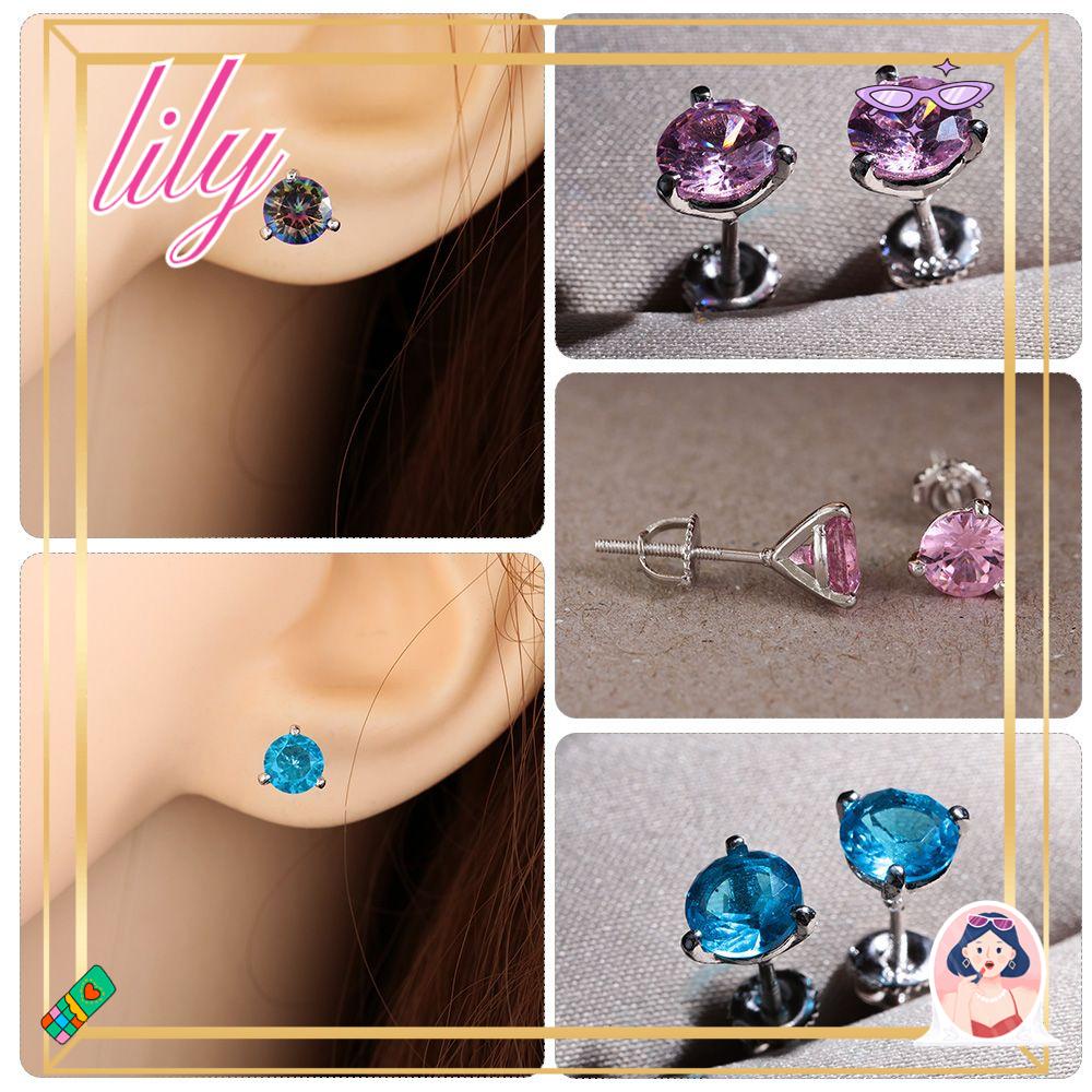 Lily Anting Cabang Tiga Wanita Pria Fashion Pernikahan Pertunangan Multicolor Zircon Aquamarine