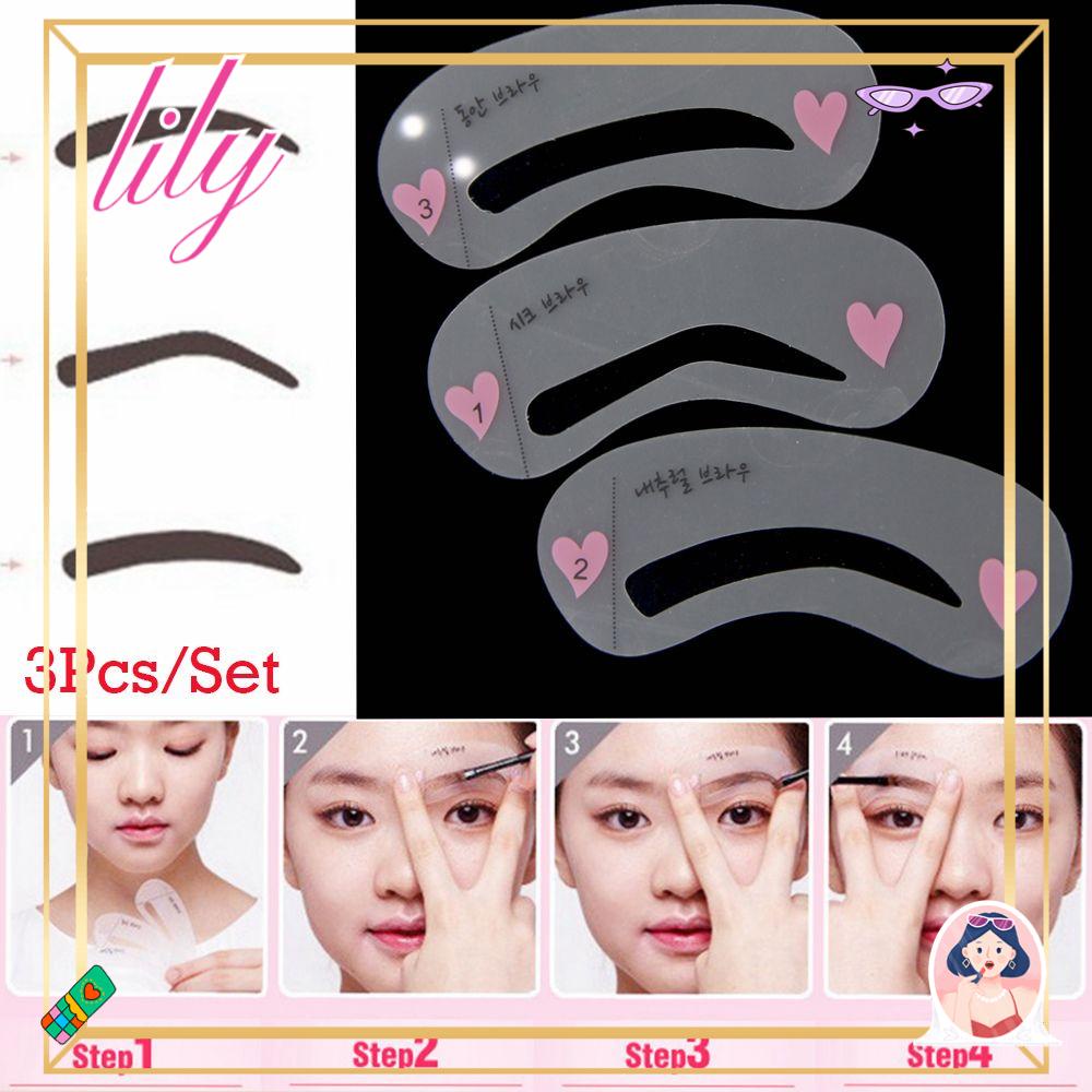 Lily 3Pcs/Set Kartu Sariawan Aksesoris Kecantikan Grooming Alat Template Stensil Alis Pembentuk