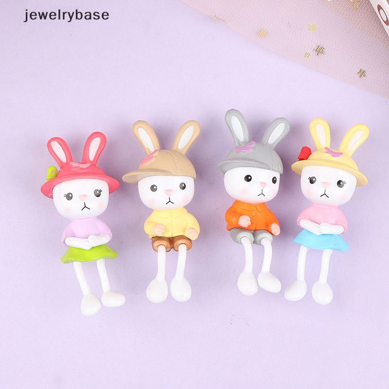 [jewelrybase] Patung Dekorasi Lanskap Miniatur Kelinci Kaki Panjang Resin Lucu Home Decor Boutique