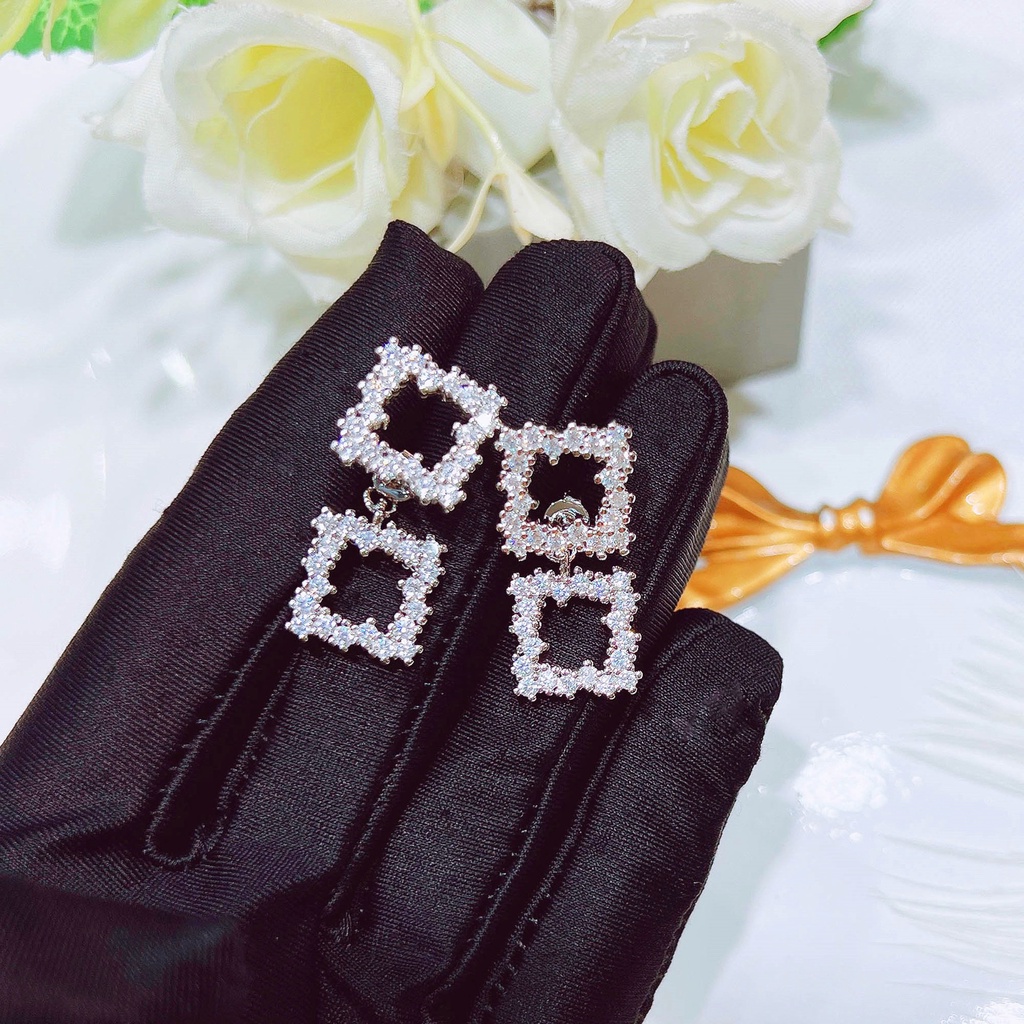 Goldkingdom Aksesoris Perhiasan Fashion Ready Stock Sterling Silver Bertabur Berlian Anting Dewi Mewah Ringan Anting Serbaguna Hadiah Untuk Wanita