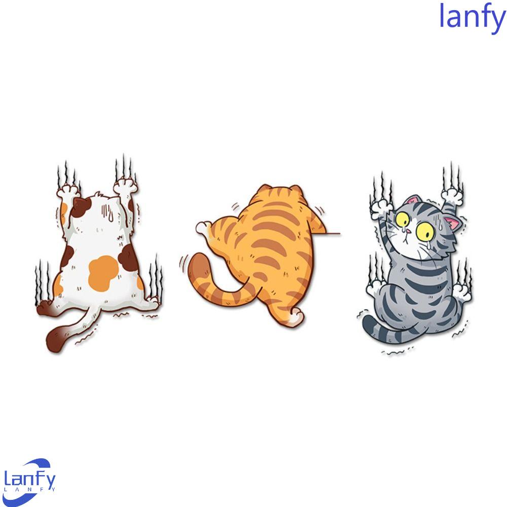 Lanfy Stiker Mobil Kucing Kreatif Lucu Aksesoris Dekorasi Mobil Tahan Air Self Adhesive Scratch Sticker