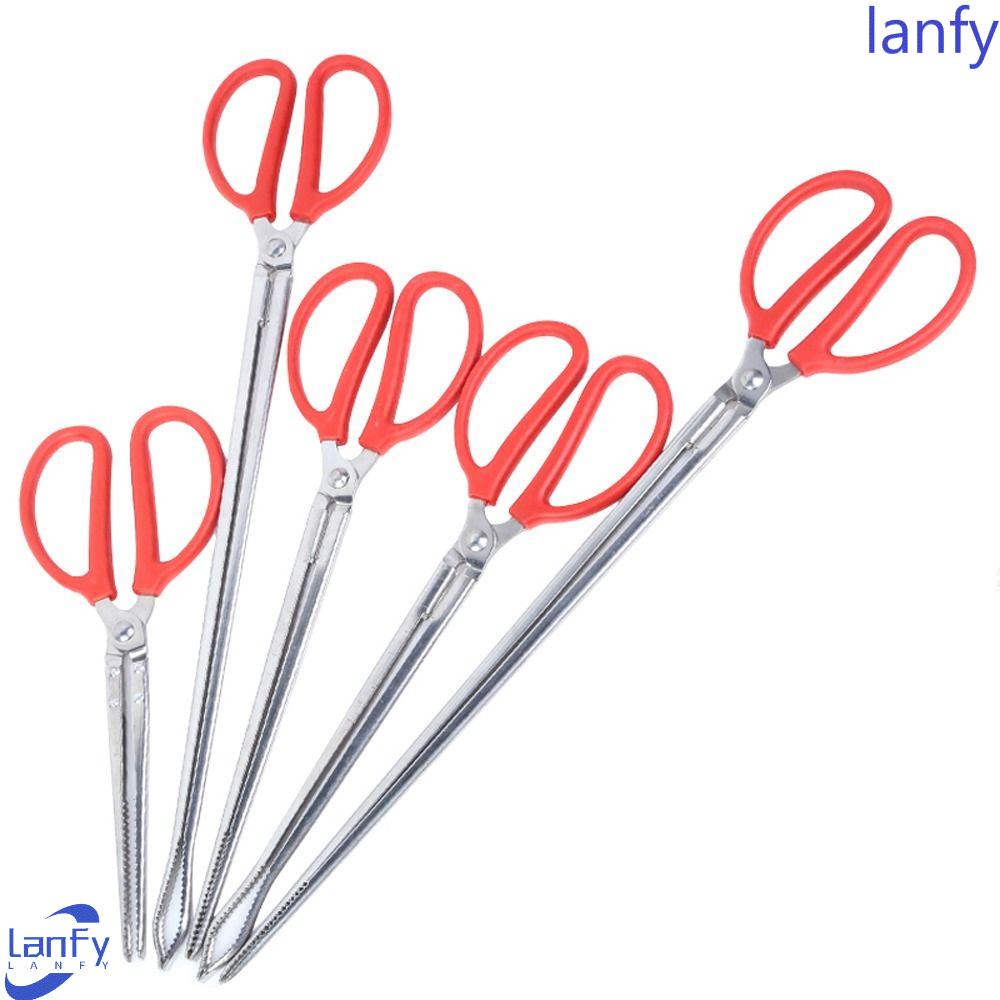 Lanfy Penjepit Kepiting Laut Sea Crab 1PC Stainless Steel Multi-Fungsi Aksesoris Dapur Gagang Merah Alat Tangkap Pancing