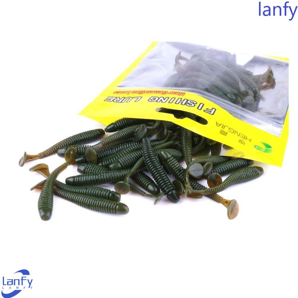 Lanfy 10 Pcs Cacing Lure Shiner Lembut 5 cm Memancing Soft Lures Tail Fishing Lure Wobbler Set Silikon Umpan Pancing Aksesoris Memancing Swimbait