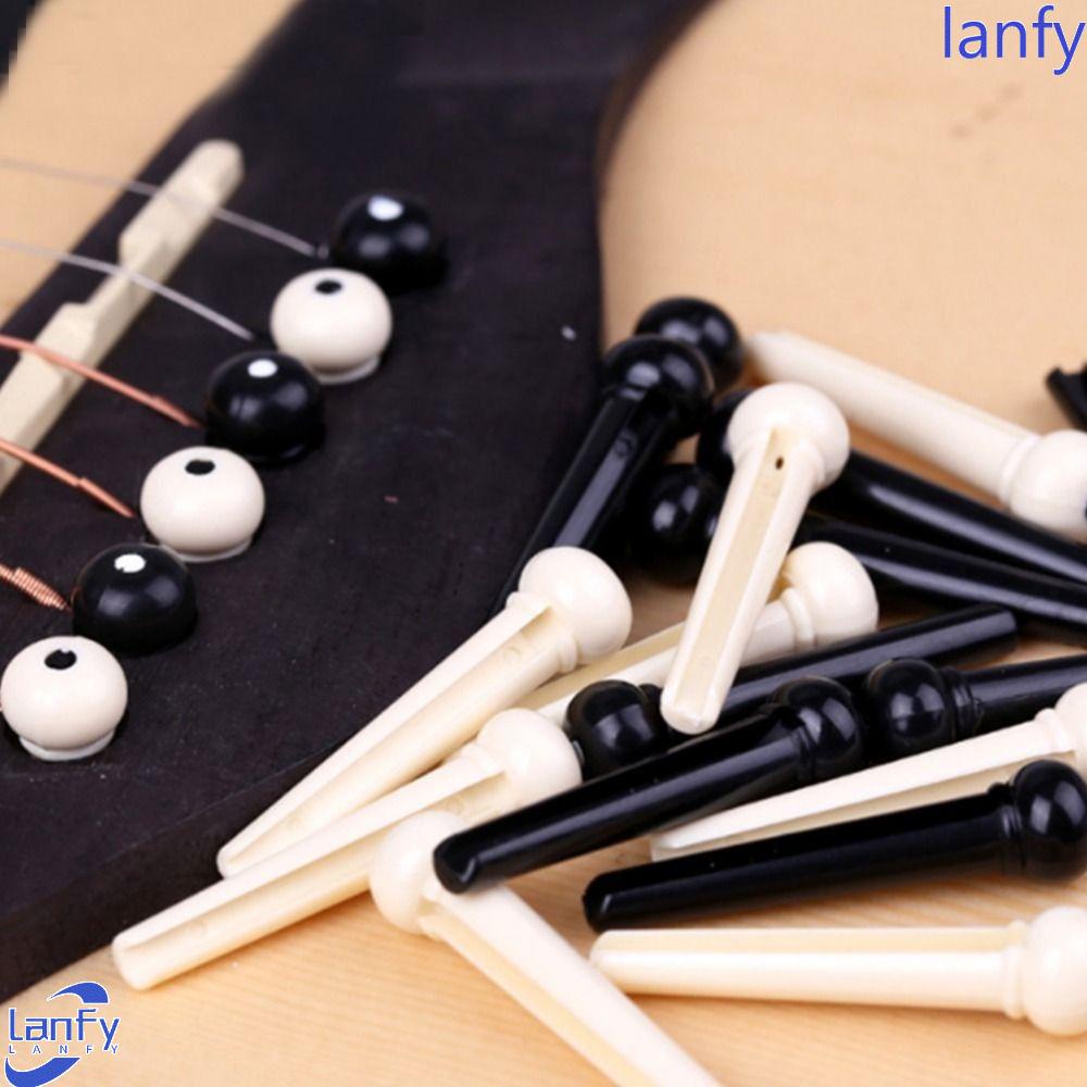 Lanfy Pin Jembatan Gitar Pasak 12 Pcs/set Pin Senar Logam Pengganti Instrumen Aksesoris Gitar Instrumen Senar Bagian Gitar Pasak Gitar