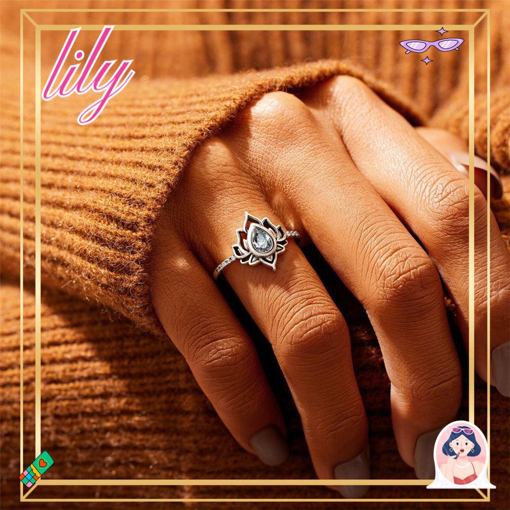 Lily Sapphire Rings Wanita Hadiah Perhiasan Anniversary Wedding Ring