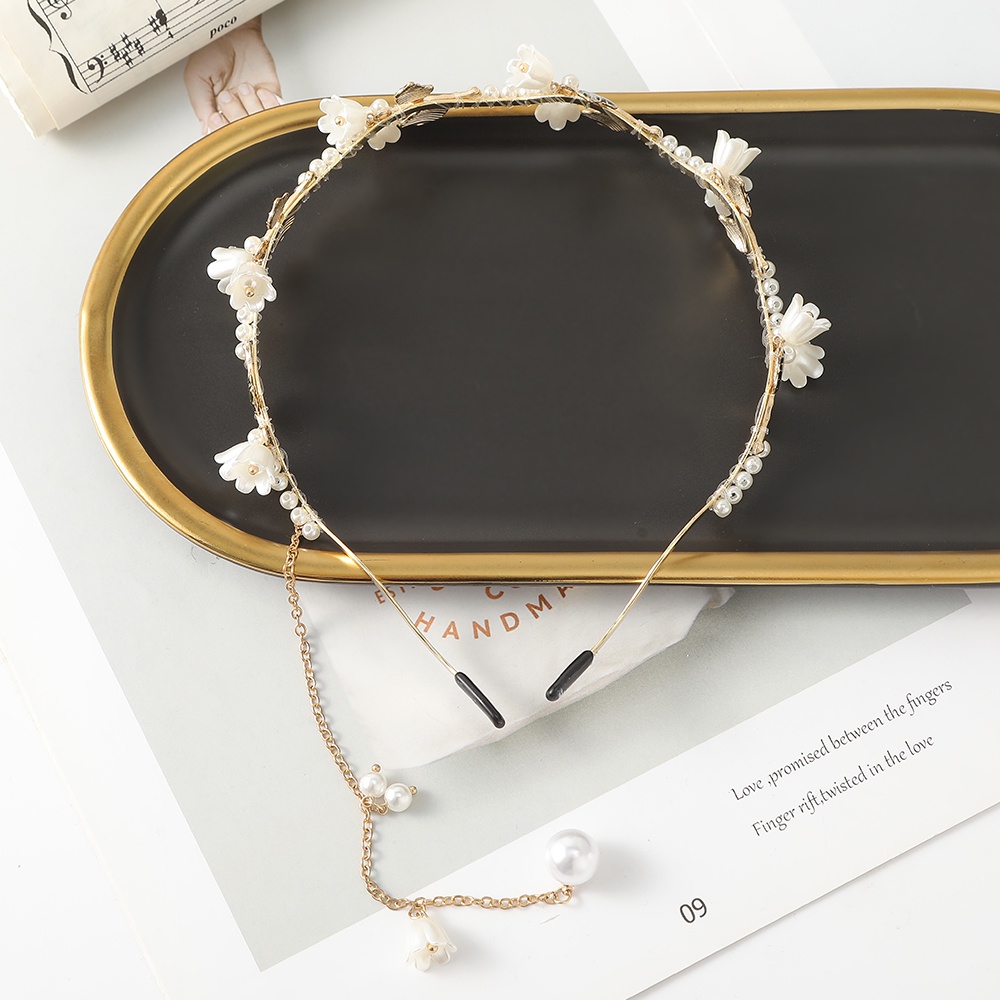 Fashion Alloy Mutiara Bunga Bando Jumbai Rambut Band Aksesoris Rambut Wanita