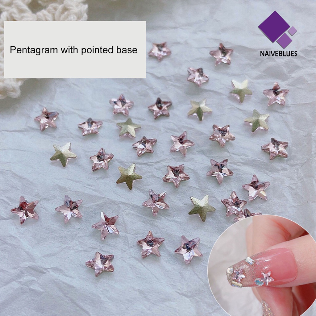 [naiveblues] 10pcs/tas Kuku Kristal Imitasi Tiga Dimensi Bersinar Tidak Jatuh Glitter Mini Putih Pink Dasar Kuku