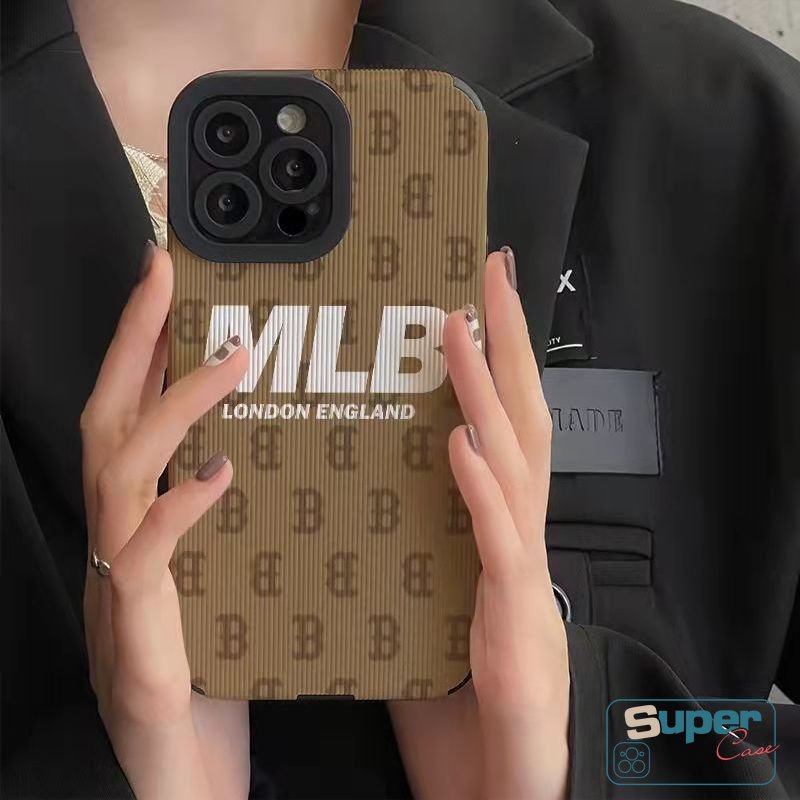 Casing Huruf Merek Trendi Kompatibel Untuk iPhone XR 11 Pro Max7 8 Plus 12 13 14 Pro MAX X XS MAX 7Plus 8Plus Tekstur Kulit Mewah Tahan Guncangan Casing Ponsel Silicon Lembut