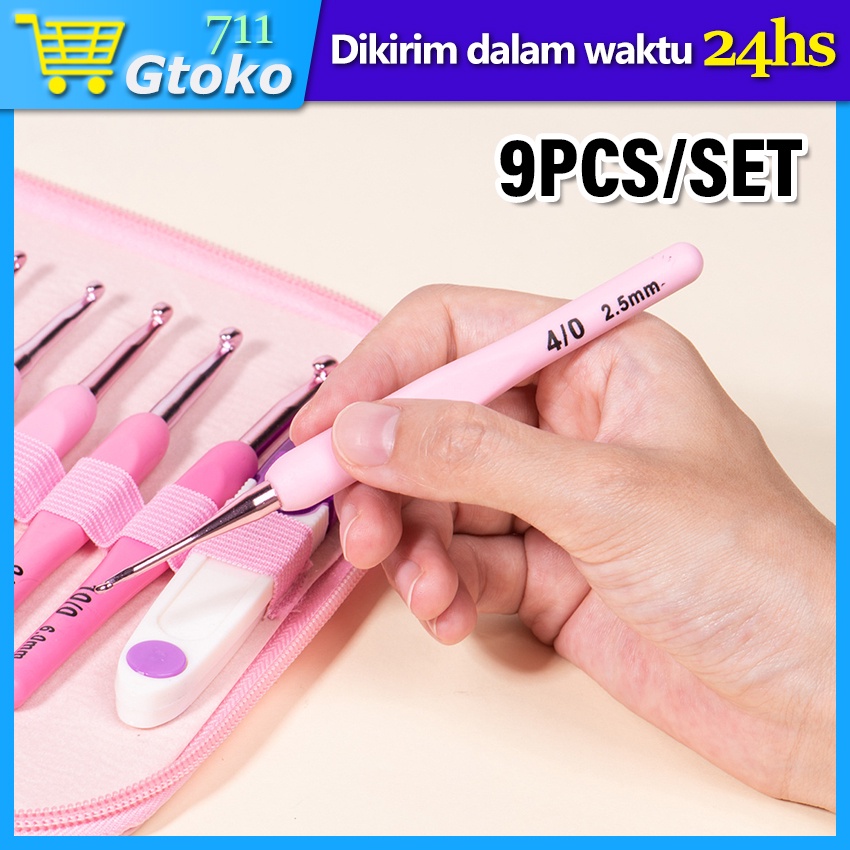 Jarum Rajut Hakpen Set Tulip Etimo Rose Pink Crochet Hook  Aluminium Gagang Karet