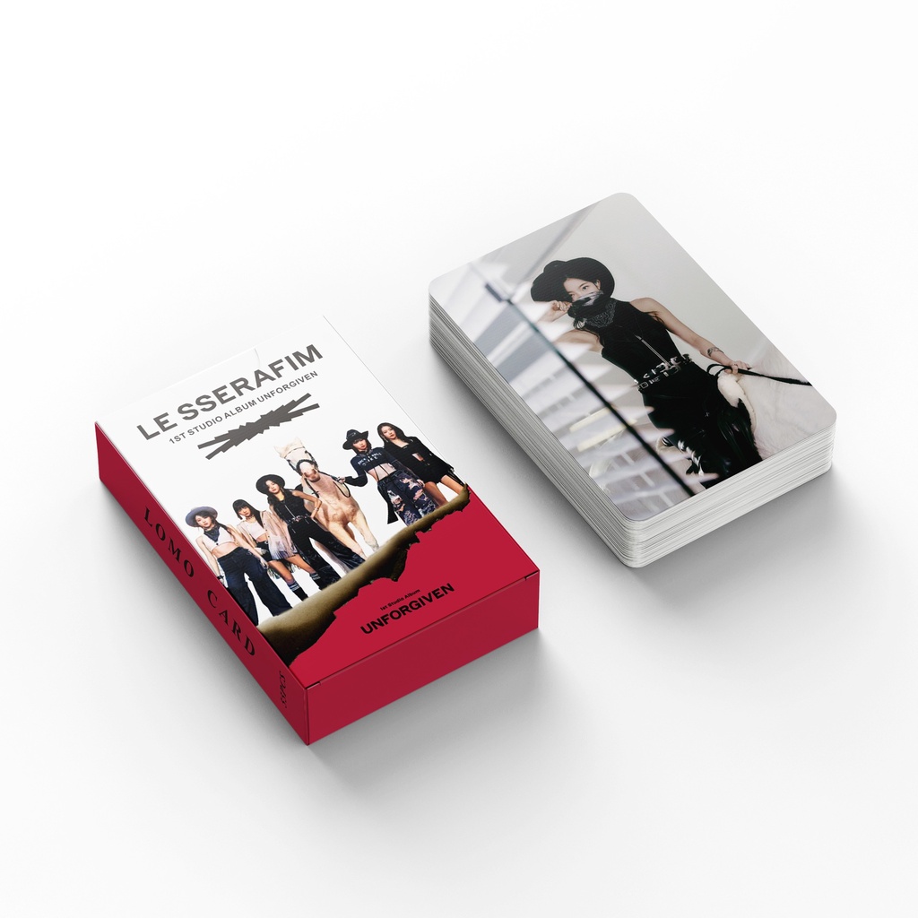 55pcs/box LE SSERAFIM UNFORGIVEN Photocards Album Ke 1 Kartu Lomo Lesserafim2023Kartu Pos Kpop