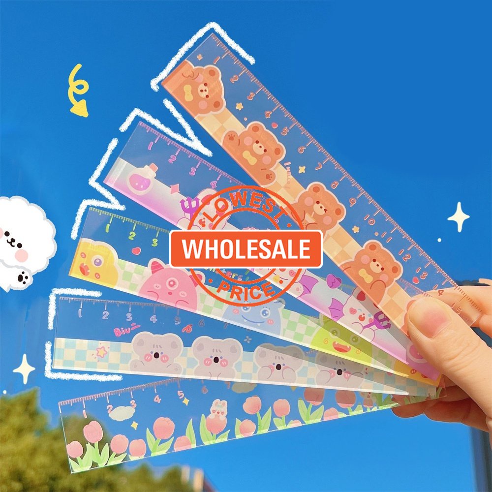 [Harga Grosir] 15 cm Lucu Kartun Beruang Pola Kelinci Straightedge Siswa Kawaii Plastik Penggaris Lurus Multifungsi Menggambar Alat Ukur Perlengkapan Alat Tulis Kantor Sekolah