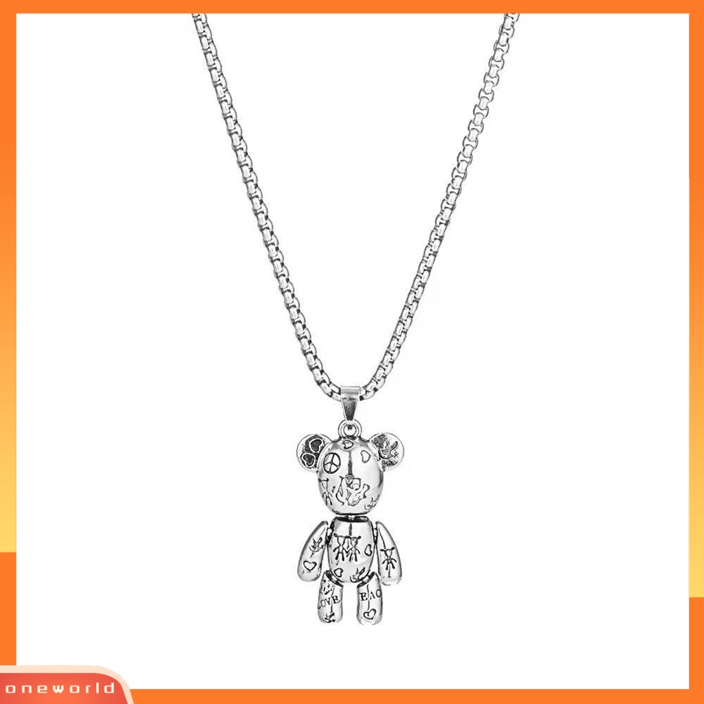[EONE] Pria Kalung Hip Hop Punk Sendi Bergerak Hypoallergenic High Gloss Hadiah Fashion Perhiasan Robot Beruang Liontin Sweater Necklace Untuk Pesta