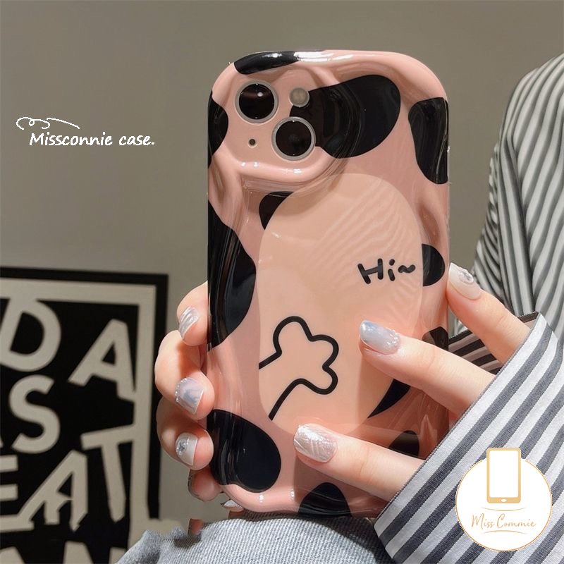 Casing Kotak-Kotak Leopard Kucing Kartun Yang Indah Untuk Realme C55 5 5i 6i 7i 5s C12 C53 C21Y C35 C15 C25 C25Y C33 C31 C11 C20 C17 C25s C30 C21 C20A C3 3D Wavy Curved Edge Soft Case