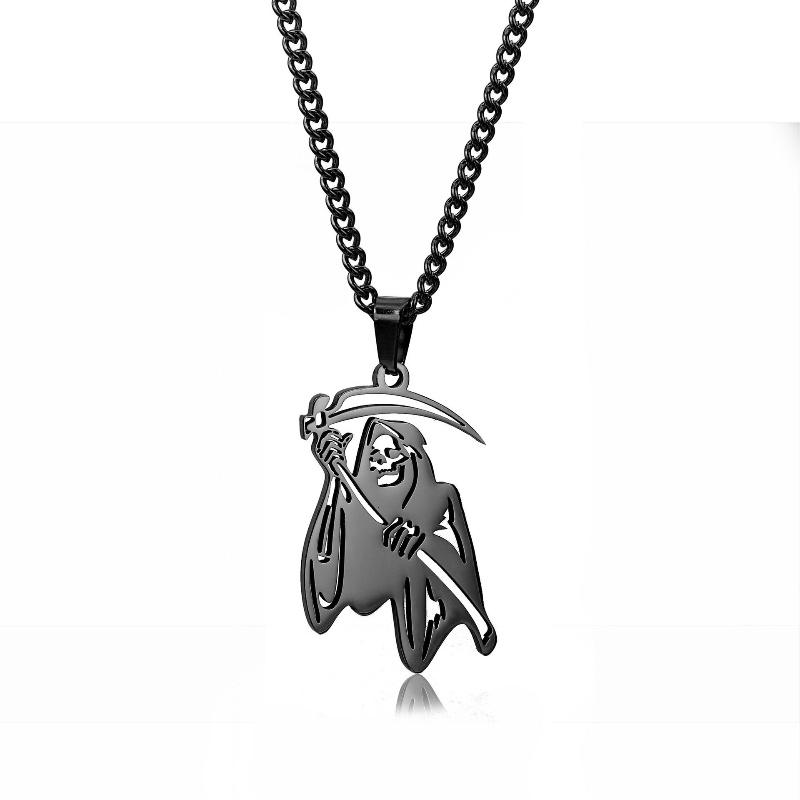 Z H Perhiasan Retro Death Skull Pendant Fashion Pria Anti Karat Kalung Hip Hop Baja Titanium Aksesoris Pesta