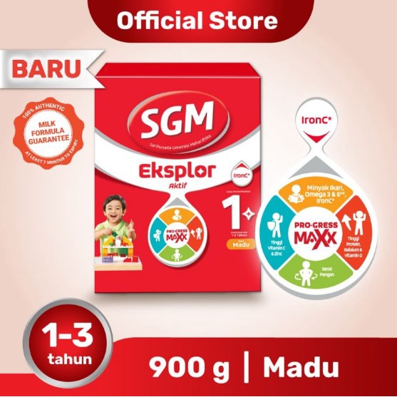 SUSU SGM EKSPLOR 1 PLUS 900GRAM VANILA dan MADU / 1+ 3+ 5+