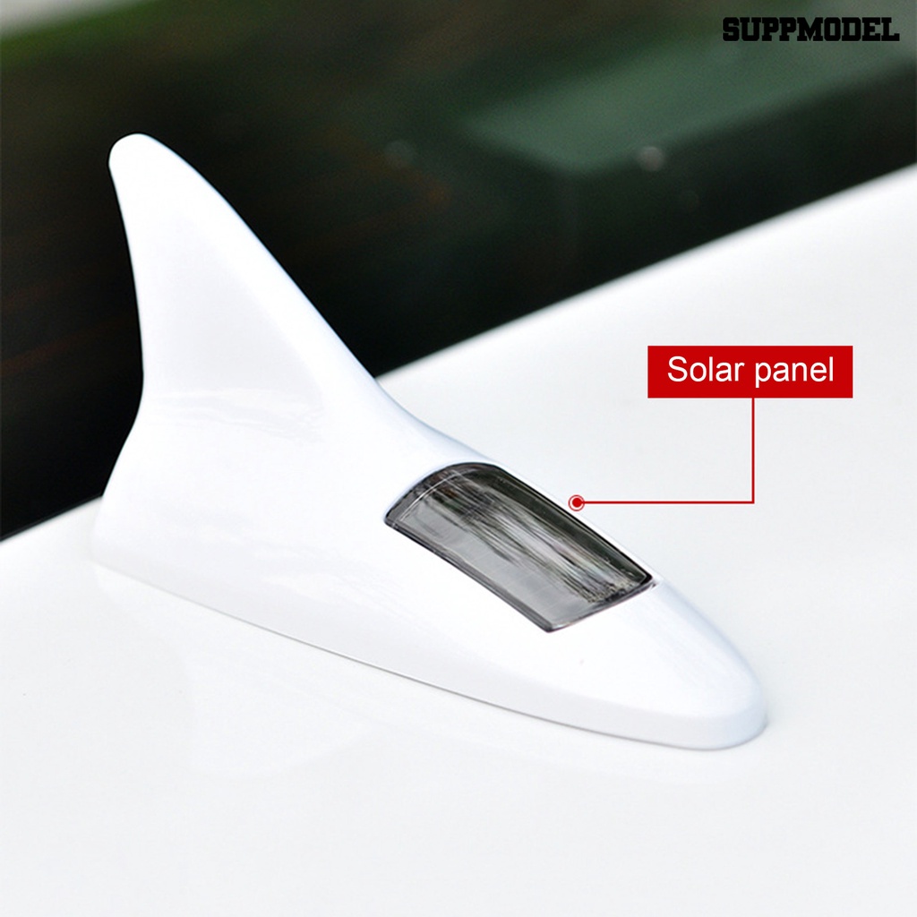[SM Otomatis] Antena Lampu Tenaga Surya Kecerahan Tinggi Teknik PC Lampu LED Peringatan Sirip Hiu Plastik Untuk Mobil